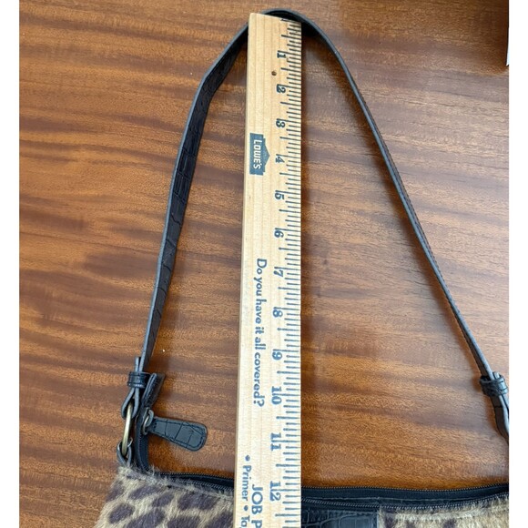 Coldwater Creek‎ Leopard Print Faux Fur Shoulder Bag Faux Crocodile Medium Purse - Picture 11 of 12